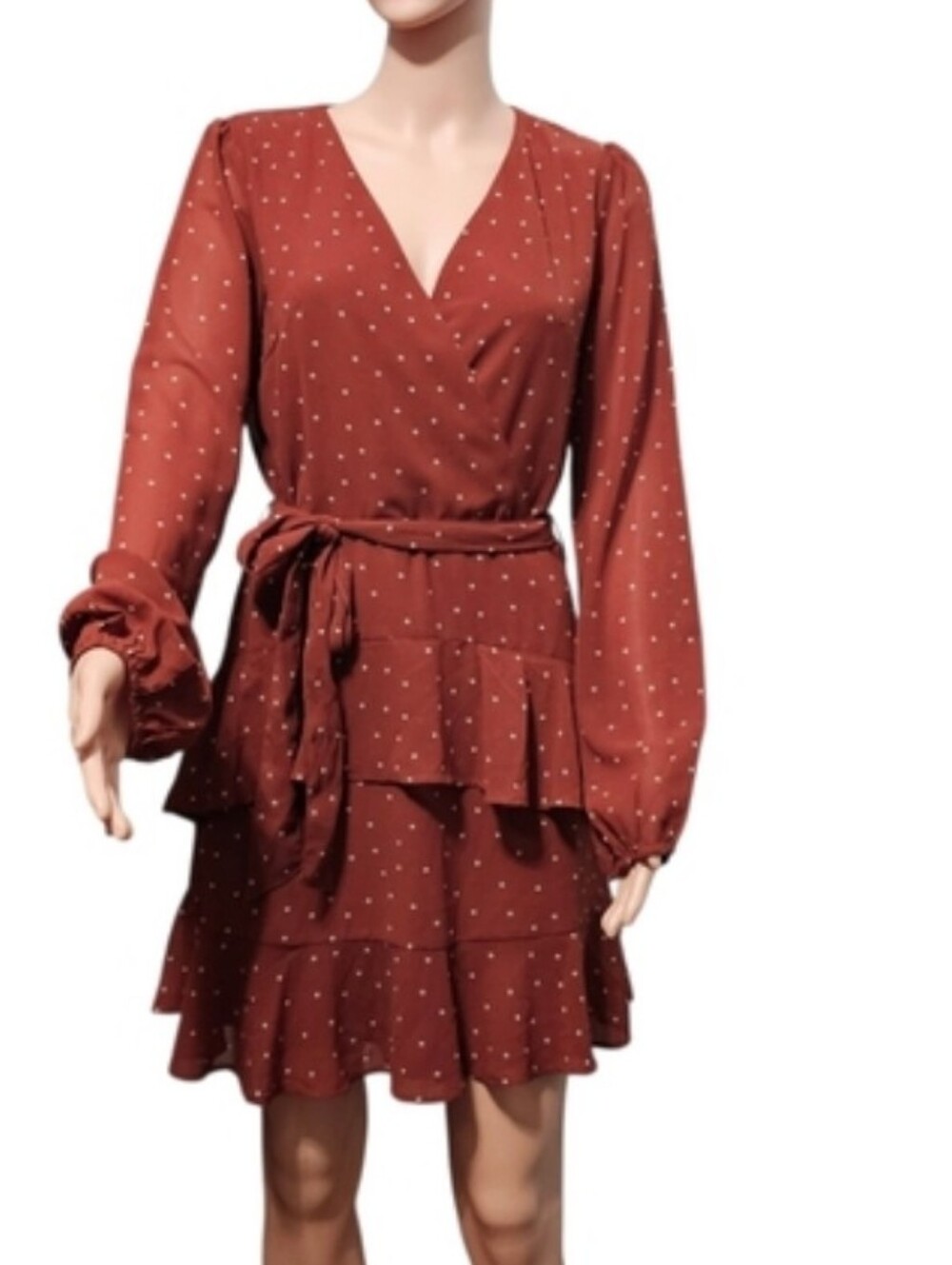 Hyfve Chiffon Polka Dots Tired Coquette Ruffled Cottagecore Dress Sz M